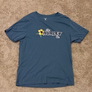 Hurley Teal and Yellow Floral Men's Tee